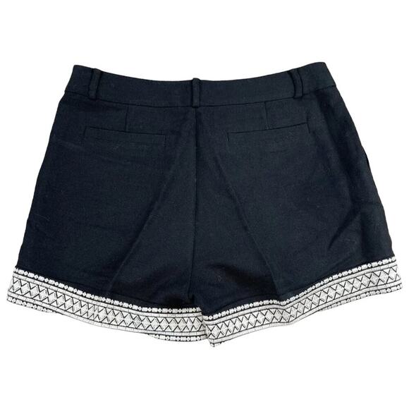 Kate Spade NY Black Linen White Geometric Embroidered Lining Shorts sz US 2 NEW - Picture 6 of 11